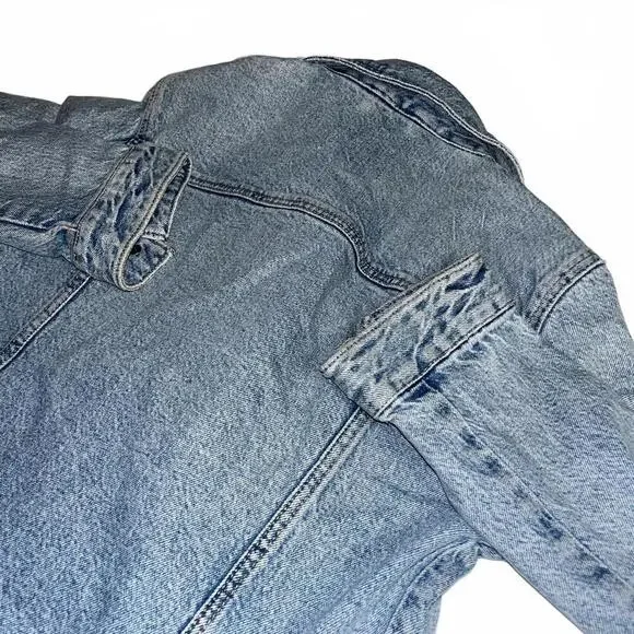 ZARA Jean Denim Jacket Woman’s Small Classic Denim Made In Bangladesh Jean Coat - Picture 6 of 8